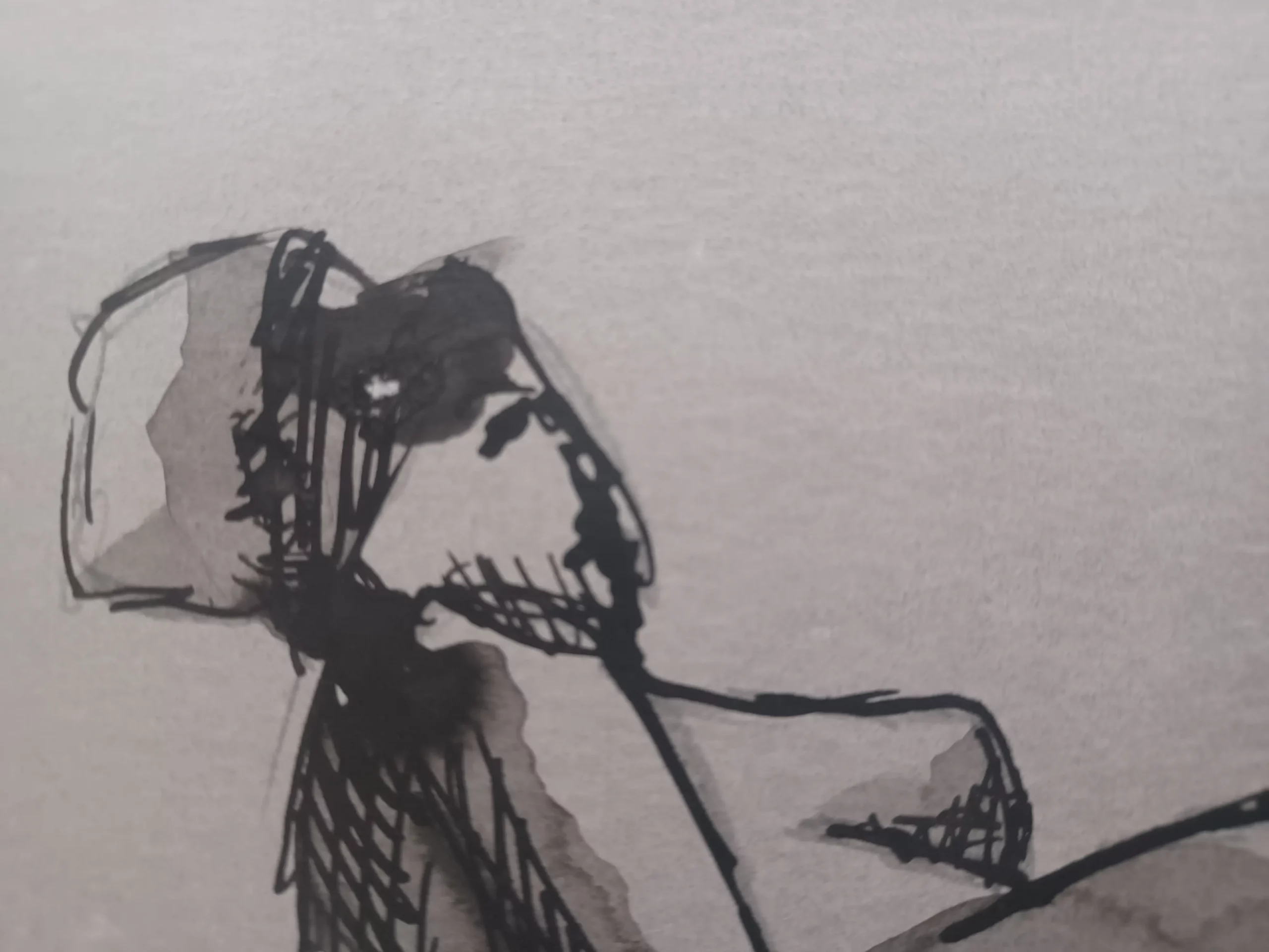 Ilustración en tinta de figura reclinada - Apuntes del natural - Imagen del producto